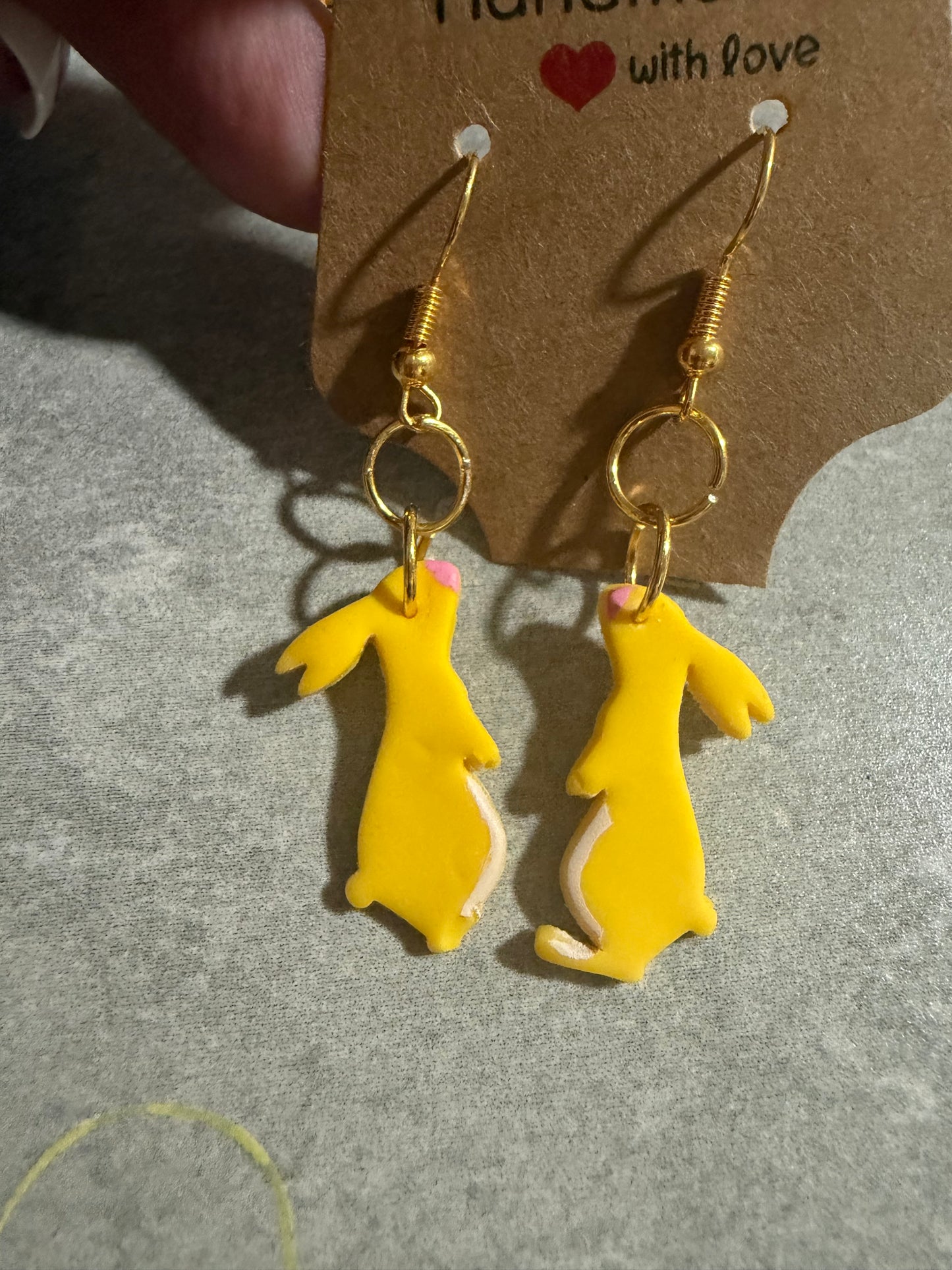 Handmade Standing Bunny Earrings – Polymer Clay Spring & Easter Rabbit Dangle Earrings