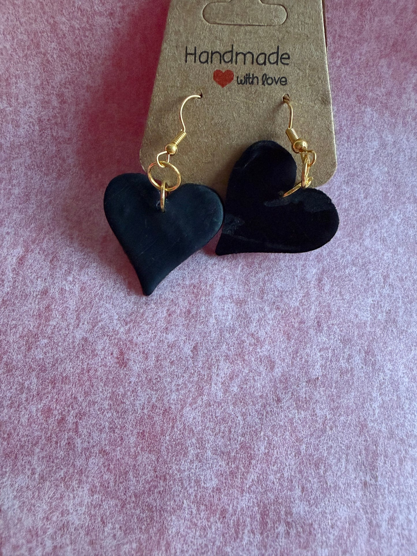 Black Sweetheart Dangle Earrings
