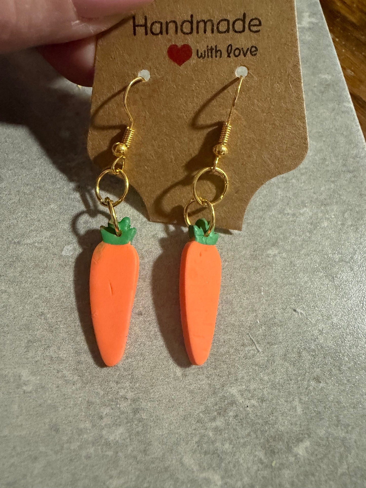 Handmade Carrot Earrings – Polymer Clay Spring & Easter Dangle Earrings