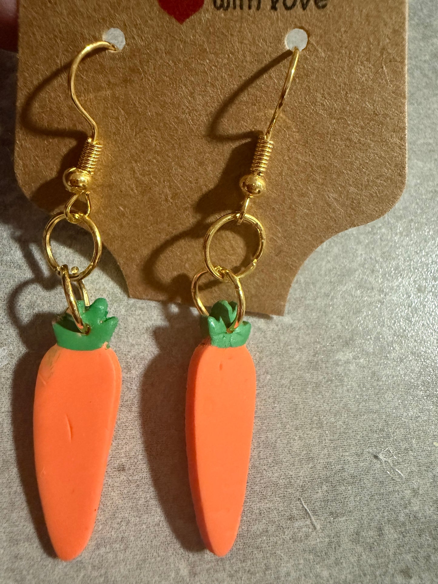 Handmade Carrot Earrings – Polymer Clay Spring & Easter Dangle Earrings