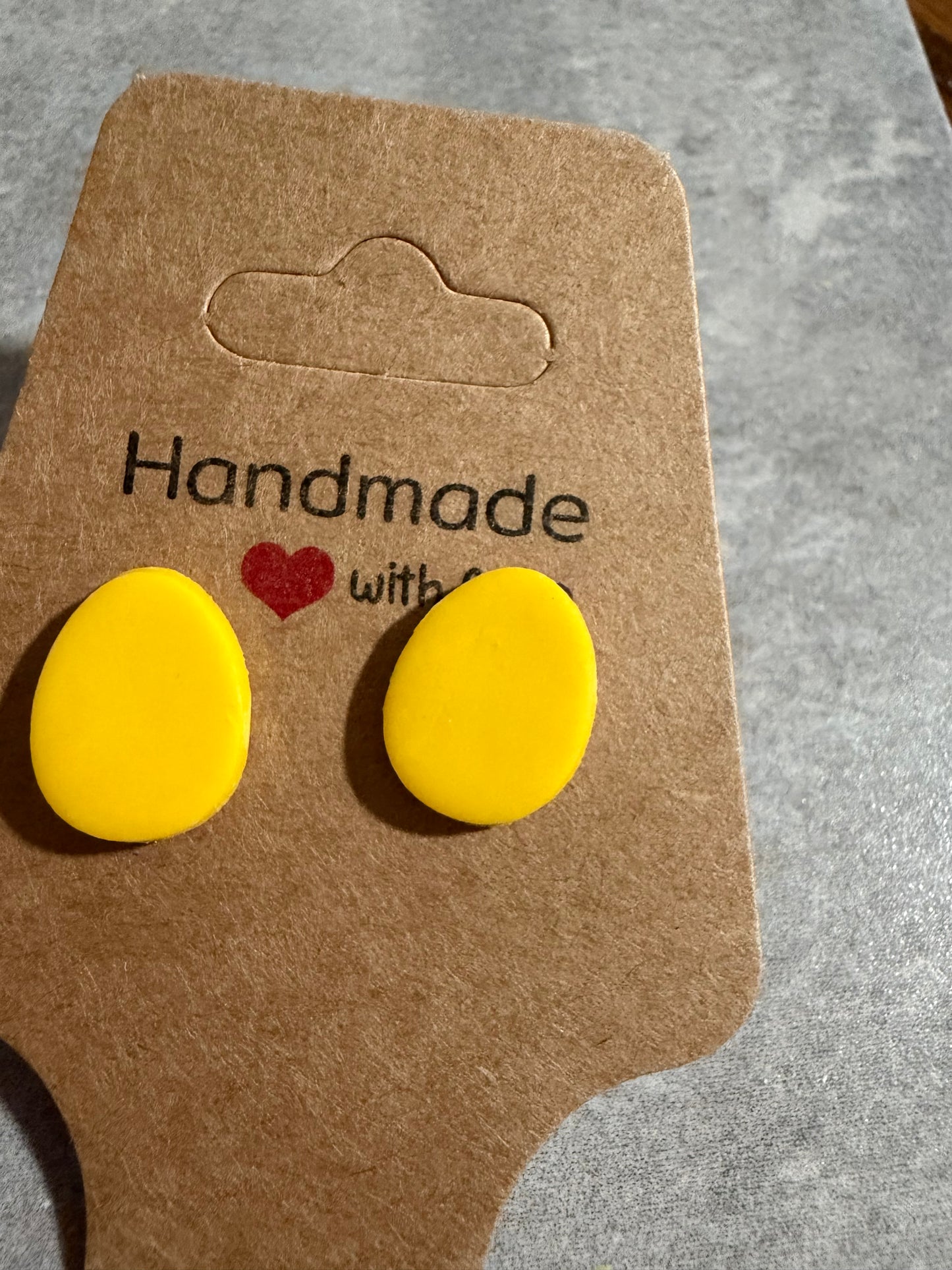 Yellow Easter Egg Stud Earrings | Handmade Polymer Clay | Spring Earrings