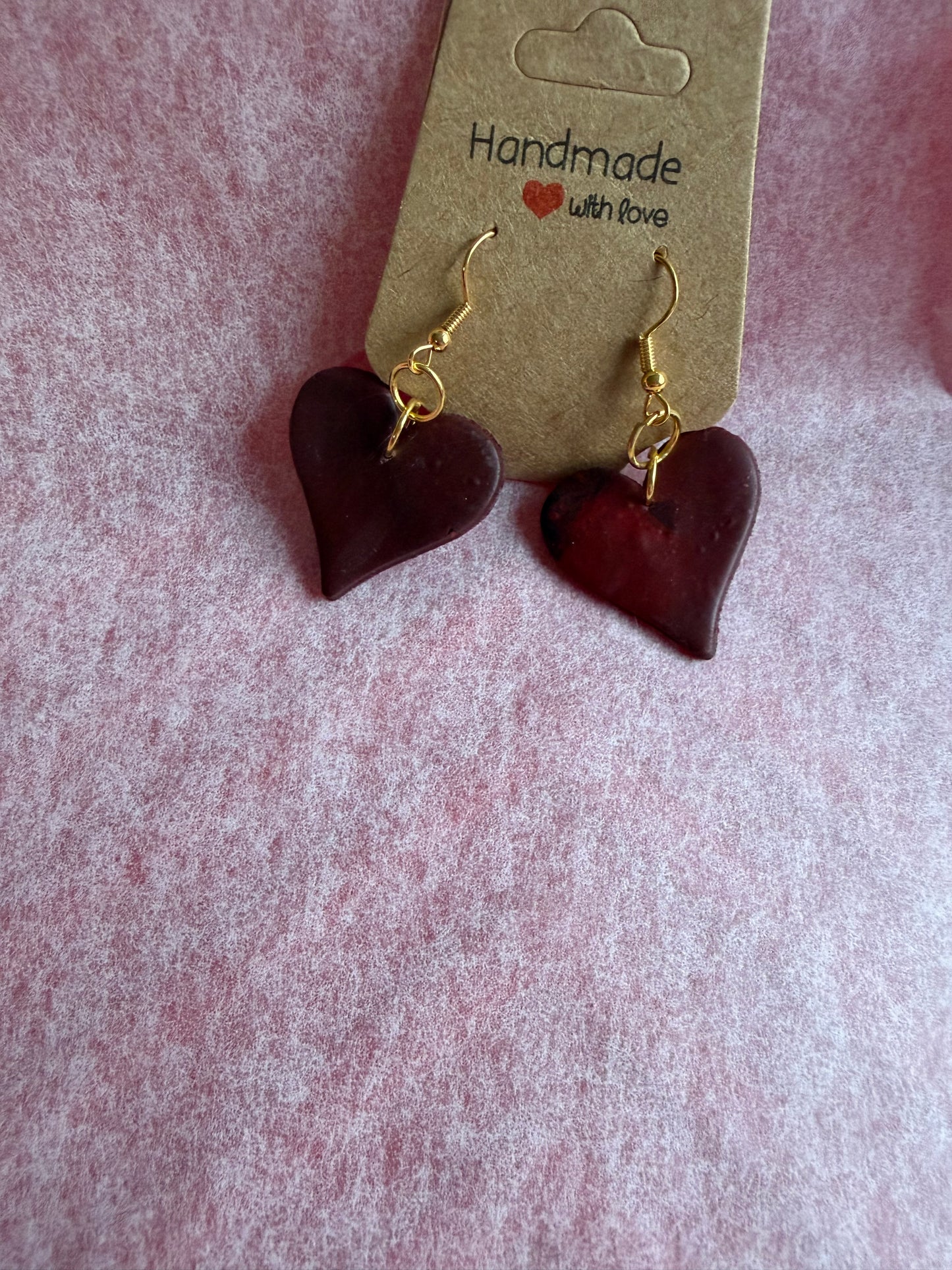 Burgundy Sweetheart Dangle Earrings