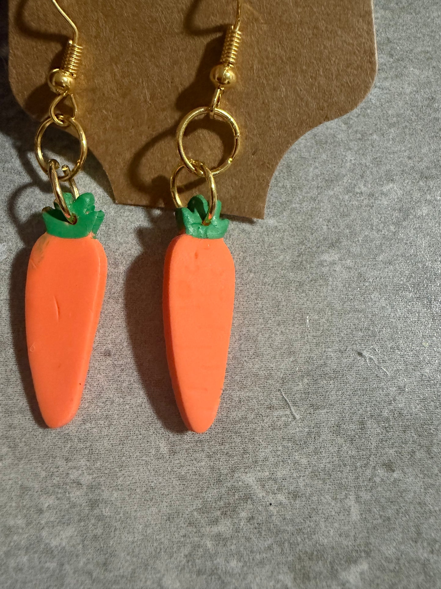 Handmade Carrot Earrings – Polymer Clay Spring & Easter Dangle Earrings