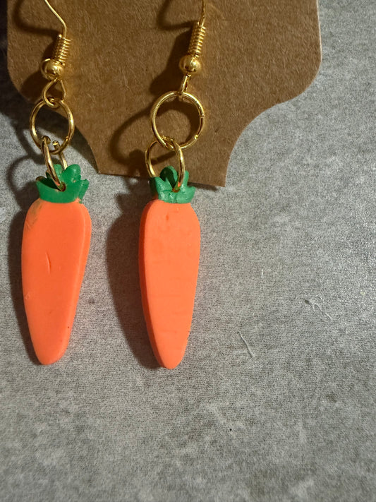 Handmade Carrot Earrings – Polymer Clay Spring & Easter Dangle Earrings