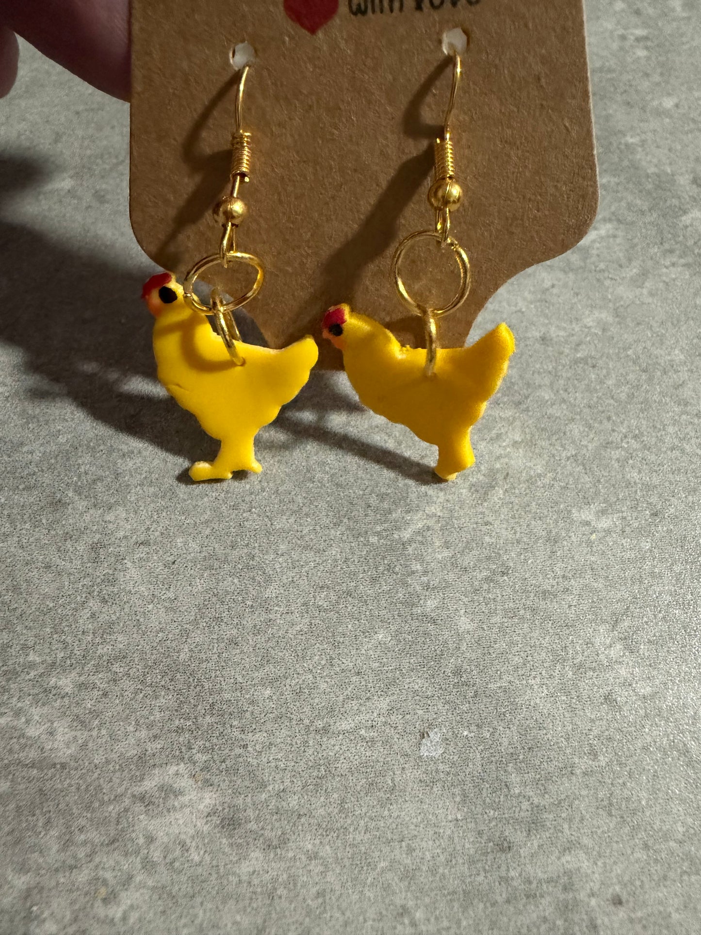 Handmade Chicken Earrings – Polymer Clay Farm Chicken Dangle Earring