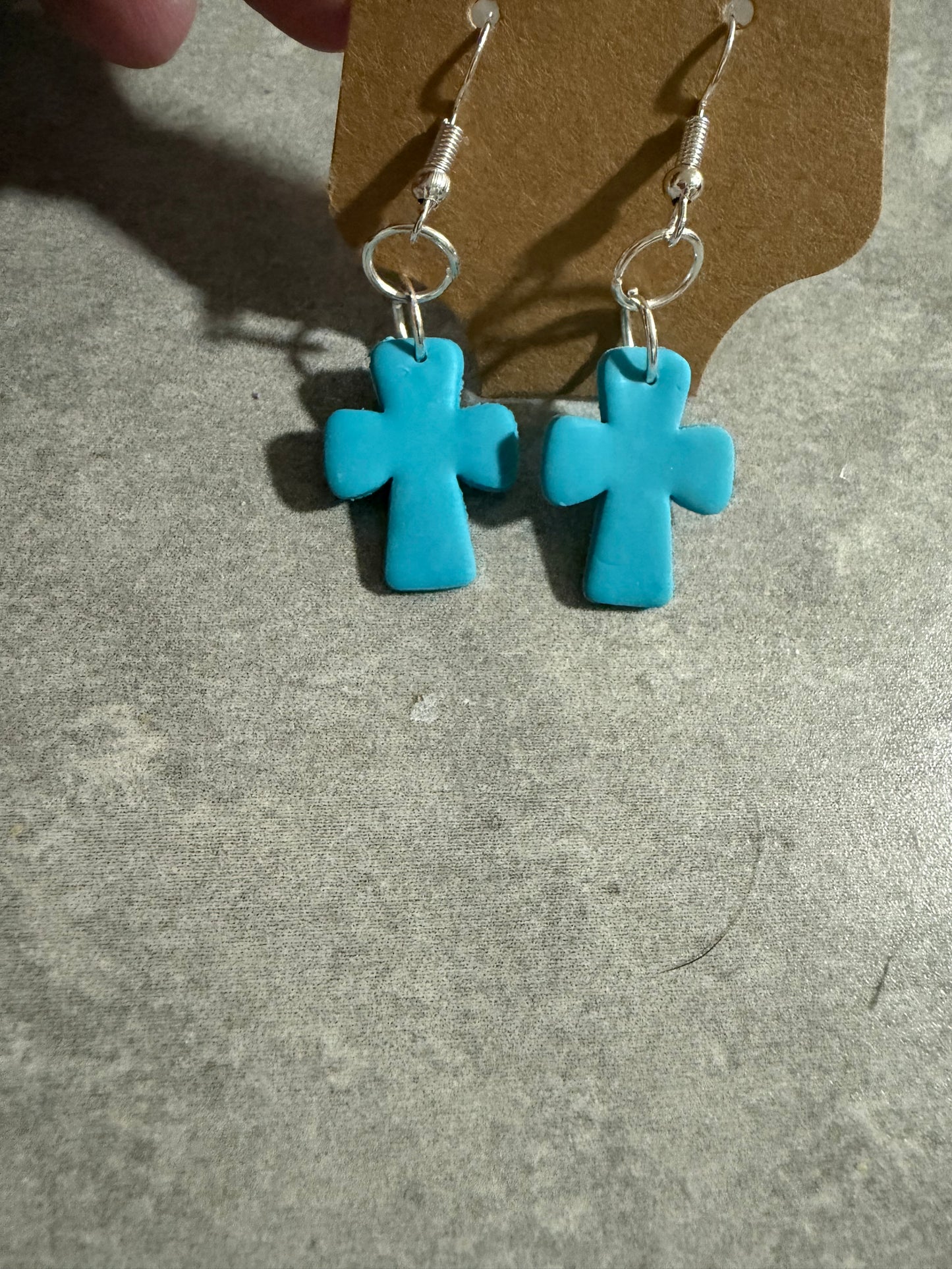 Handmade Cross Earrings – Polymer Clay Faith Dangle Earrings
