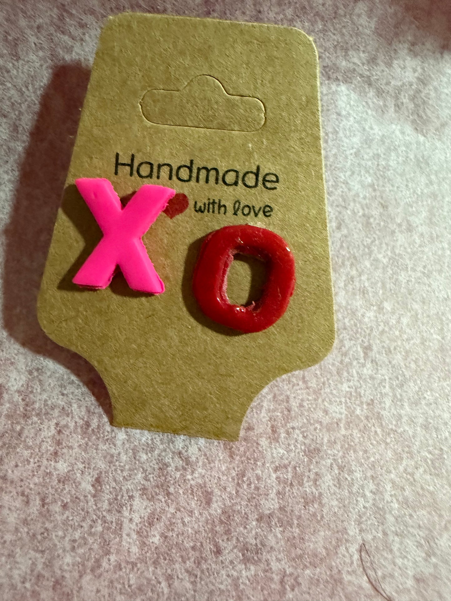 XO Hearts Studs – Handmade Valentine Earrings