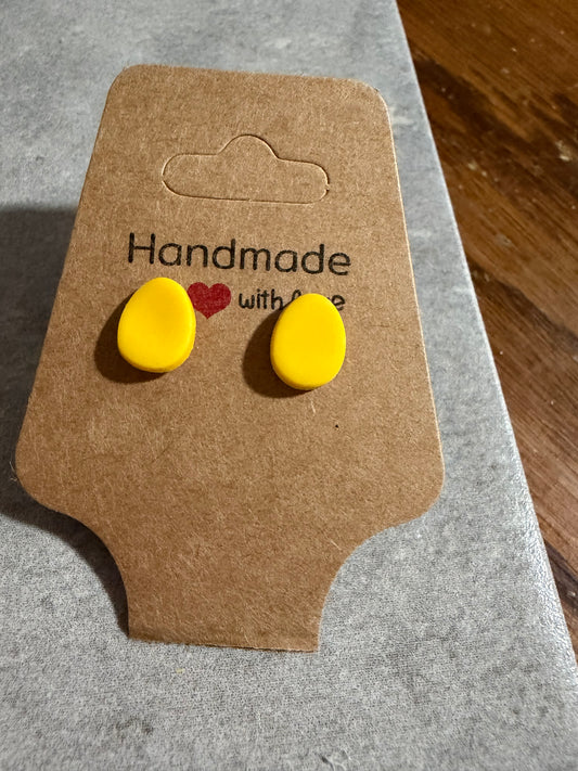 Yellow Easter Egg Stud Earrings | Handmade Polymer Clay | Spring Earrings