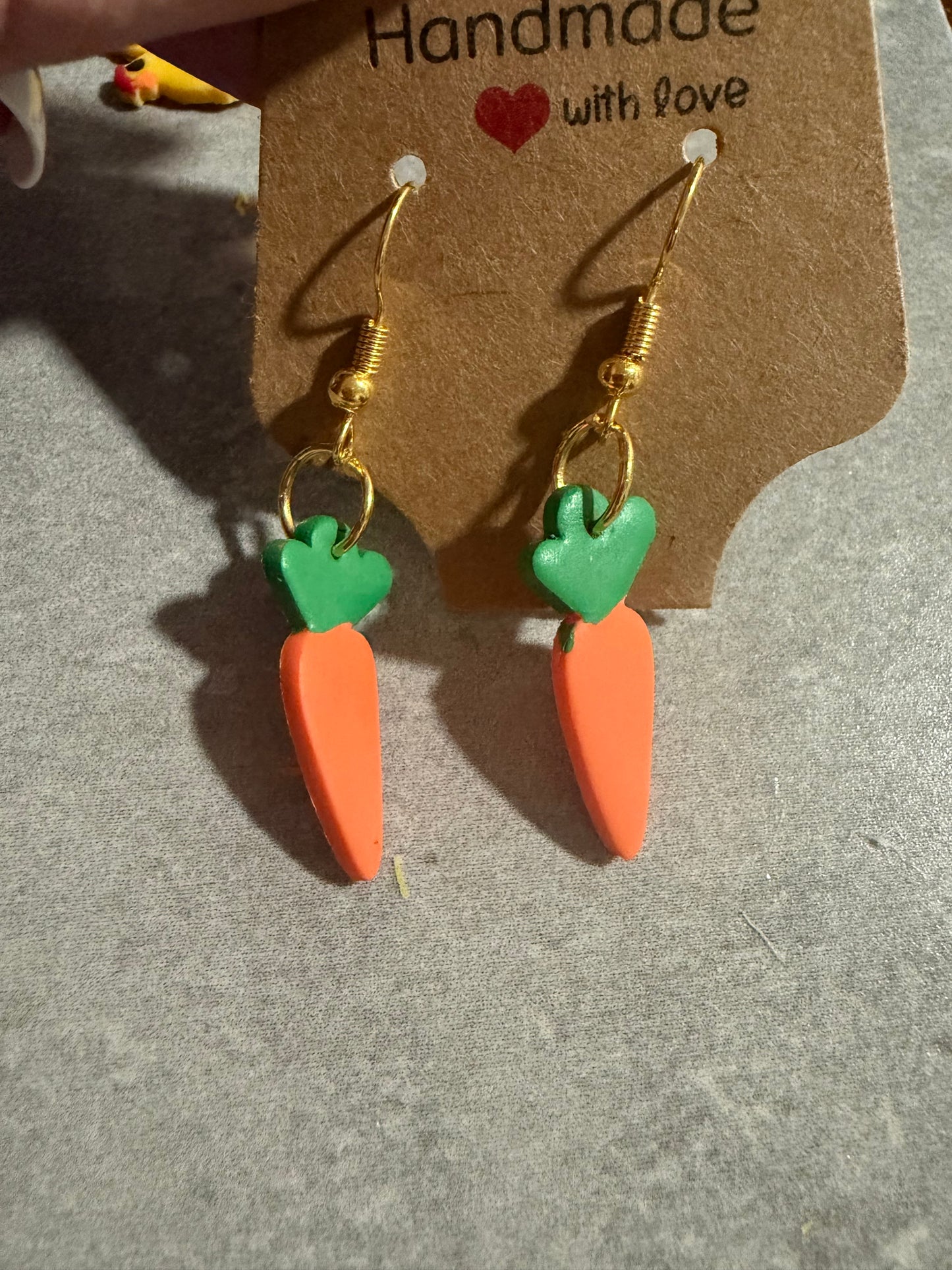 Handmade Carrot Earrings – Polymer Clay Spring & Easter Dangle Earrings