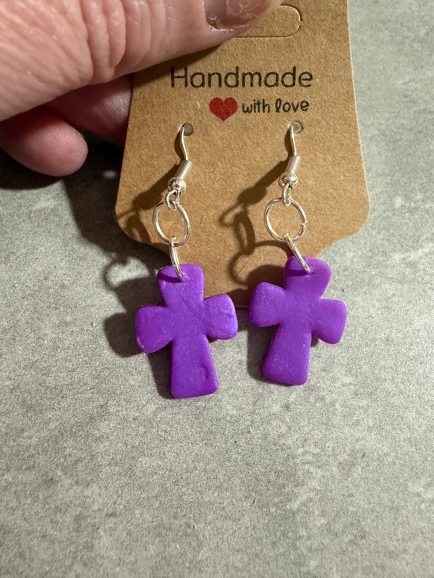 Handmade Cross Earrings – Polymer Clay Faith Dangle Earrings