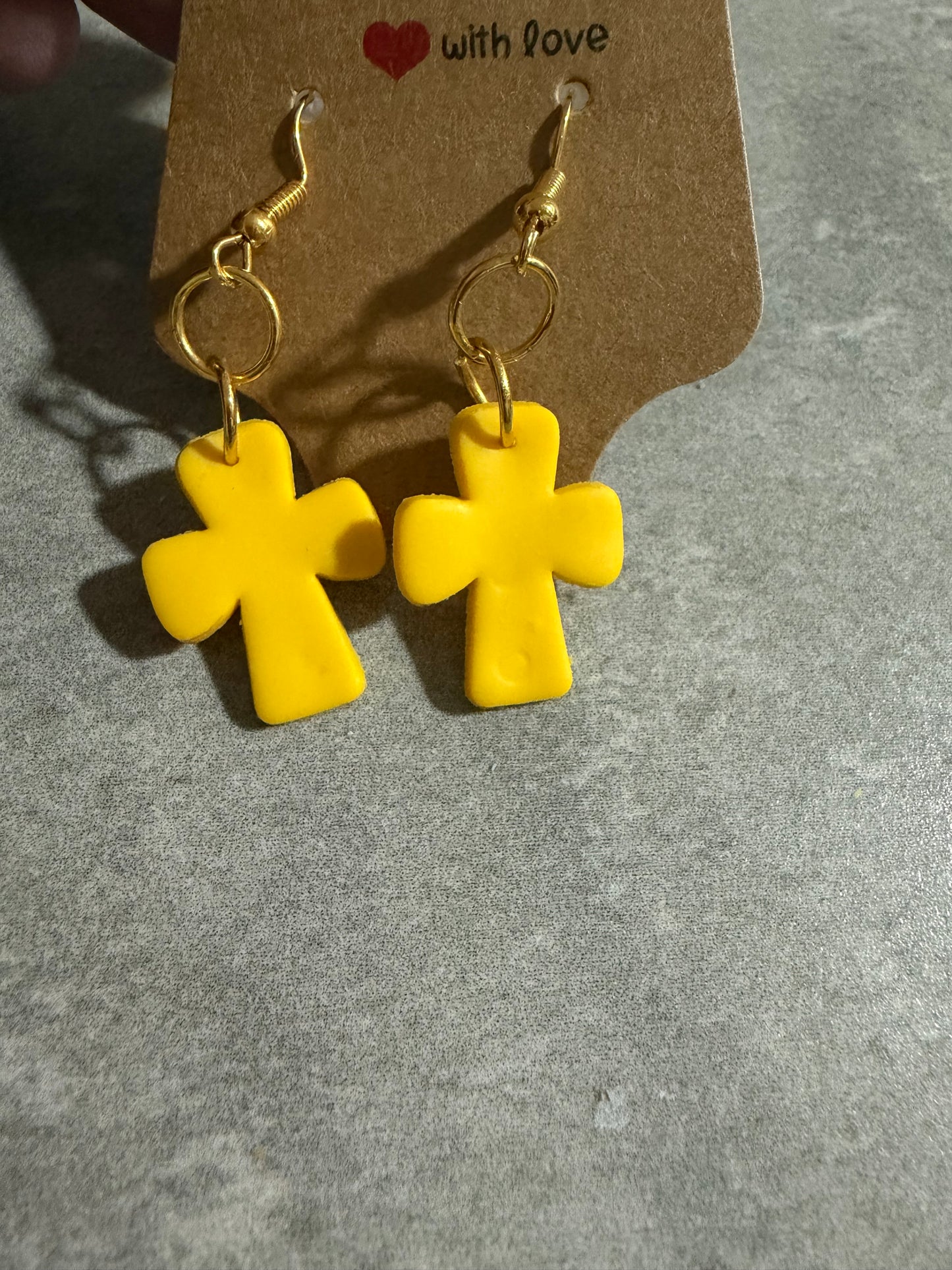 Handmade Cross Earrings – Polymer Clay Faith Dangle Earrings