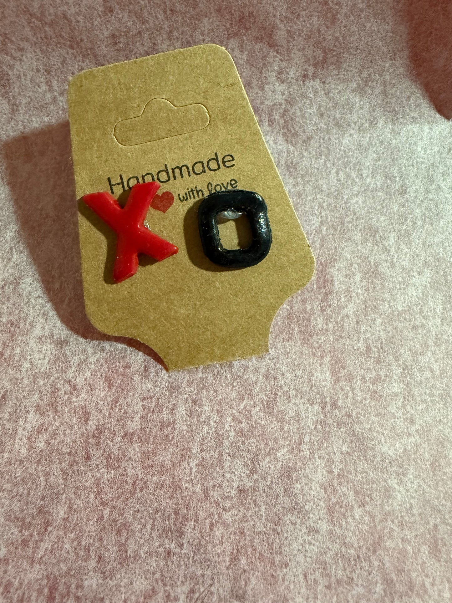 XO Hearts Studs – Handmade Valentine Earrings