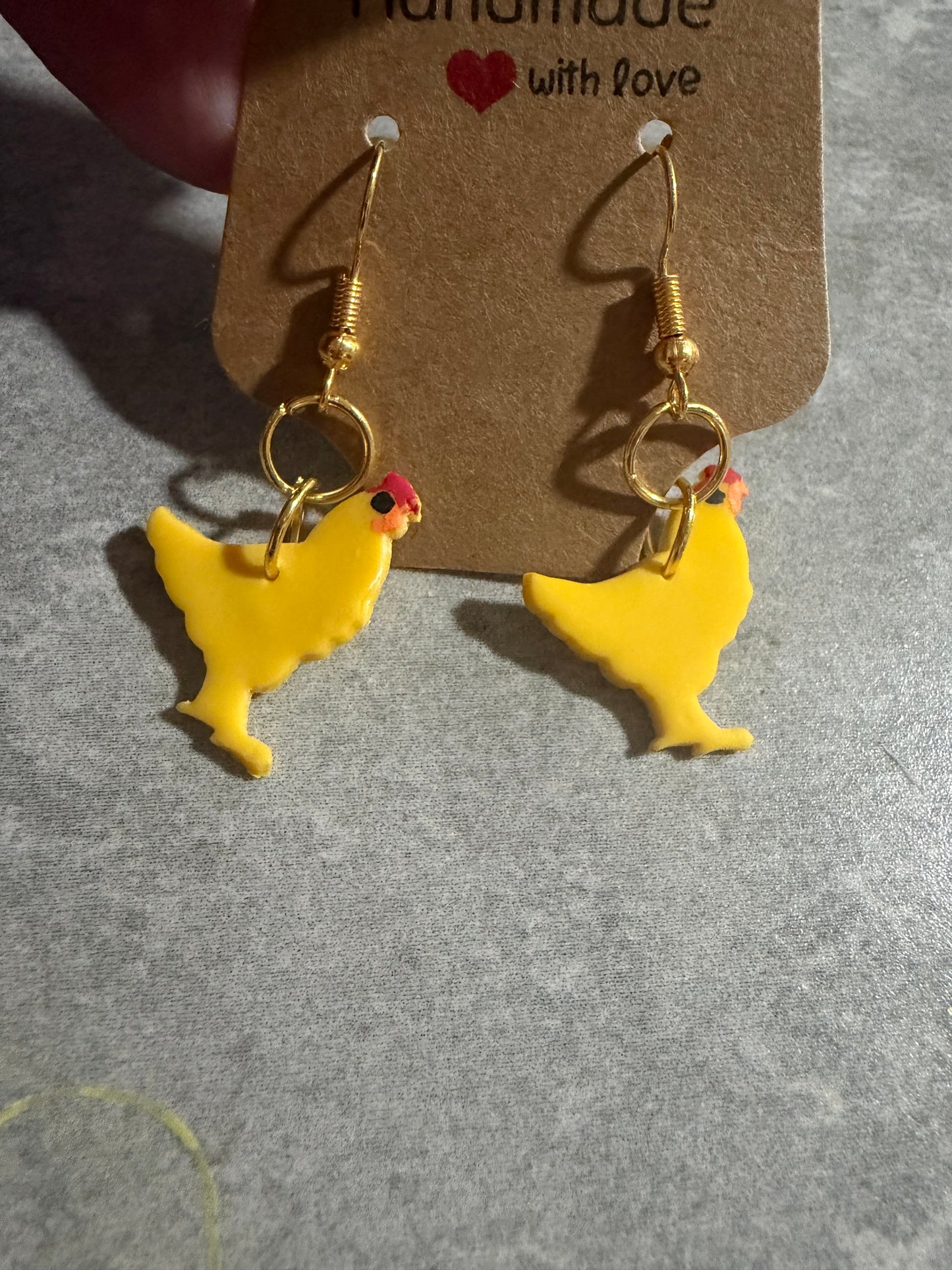 Handmade Chicken Earrings – Polymer Clay Farm Chicken Dangle Earring
