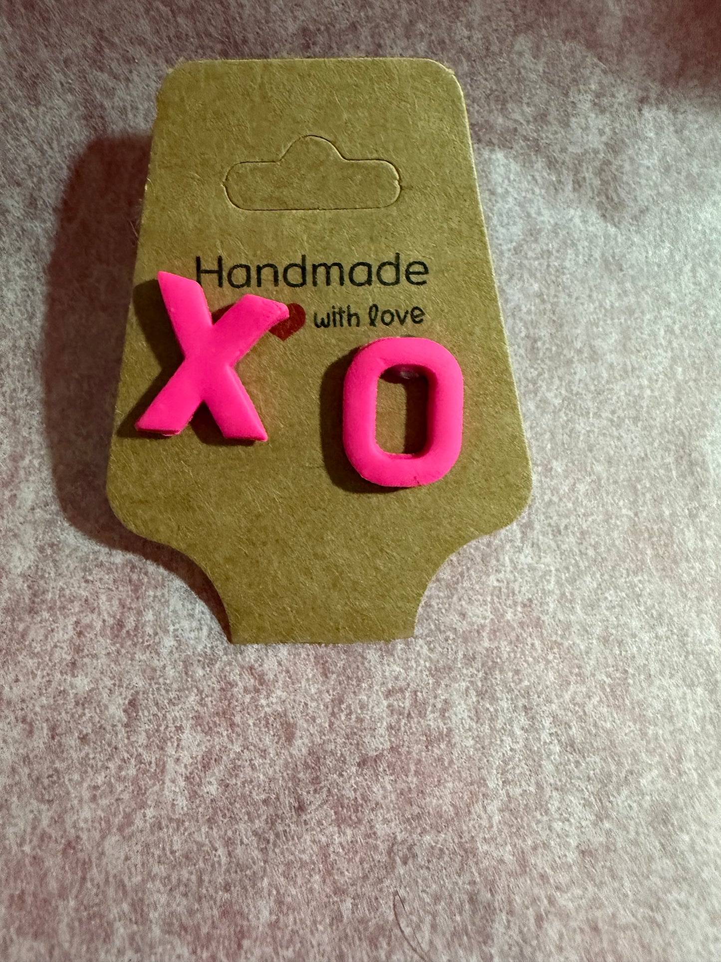 XO Hearts Studs – Handmade Valentine Earrings