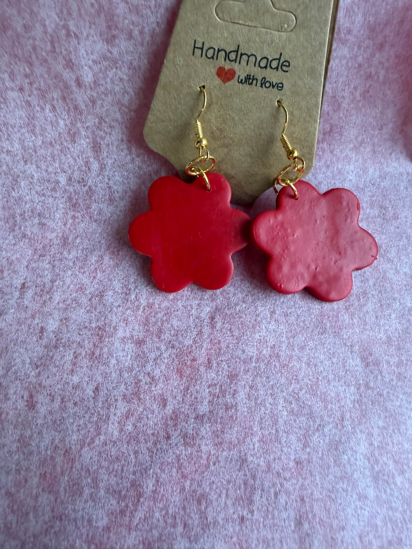 Red Flower Dangle Earrings