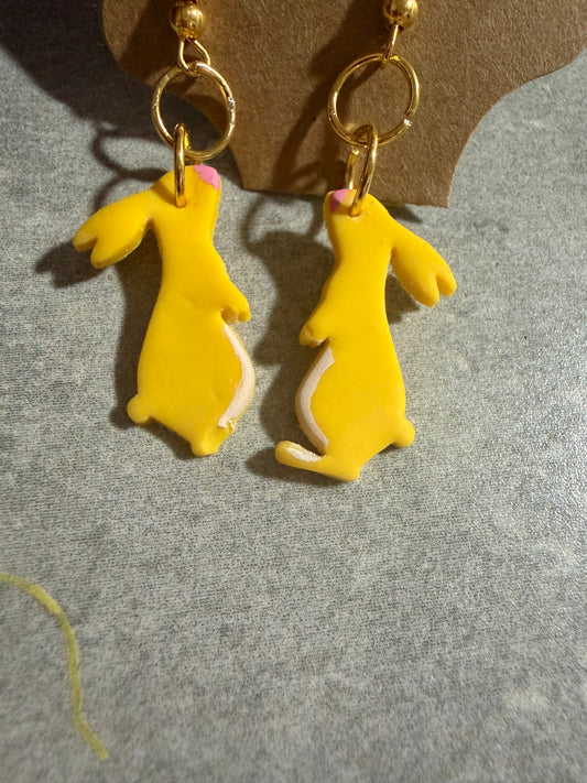 Handmade Standing Bunny Earrings – Polymer Clay Spring & Easter Rabbit Dangle Earrings