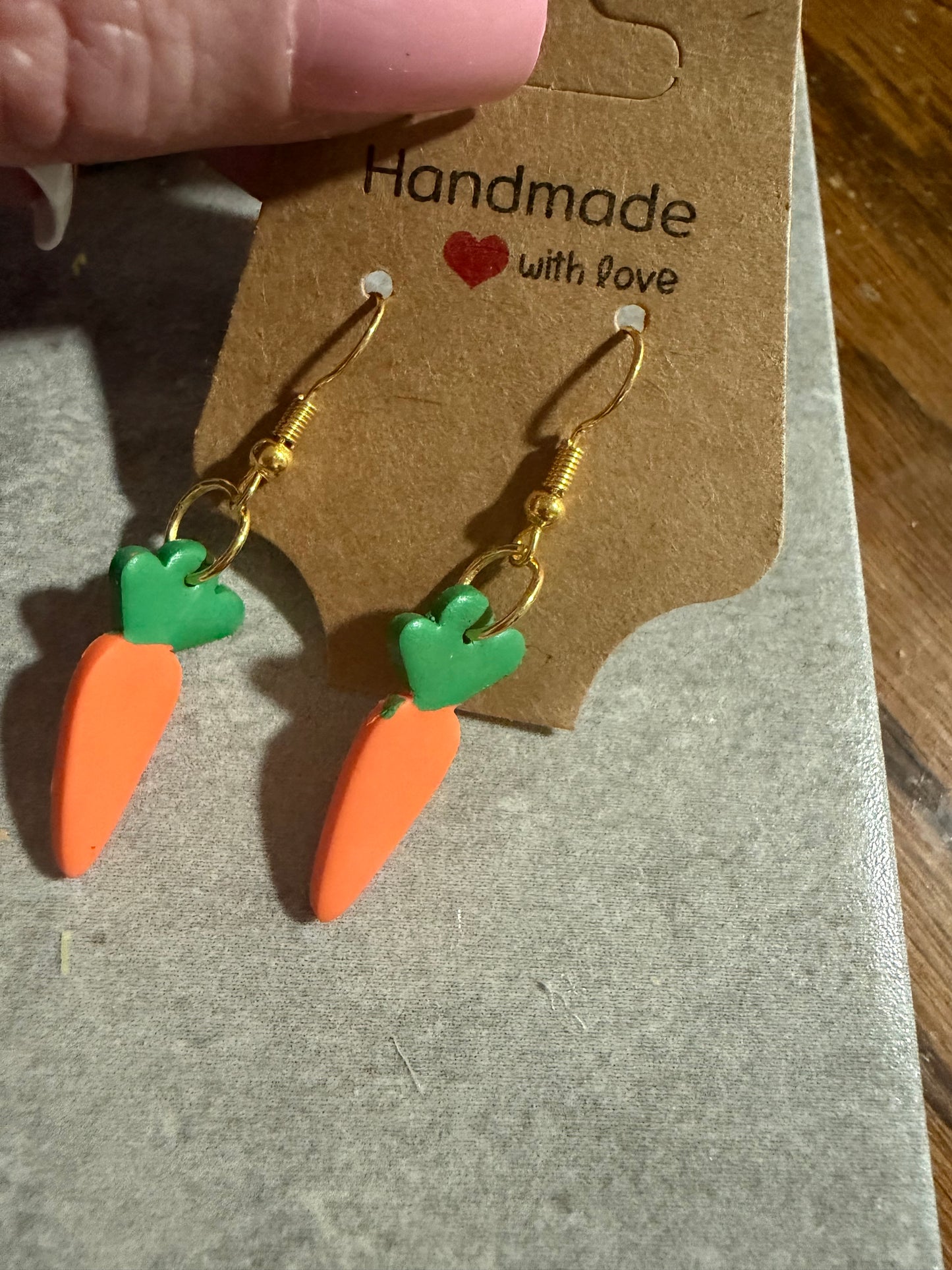 Handmade Carrot Earrings – Polymer Clay Spring & Easter Dangle Earrings
