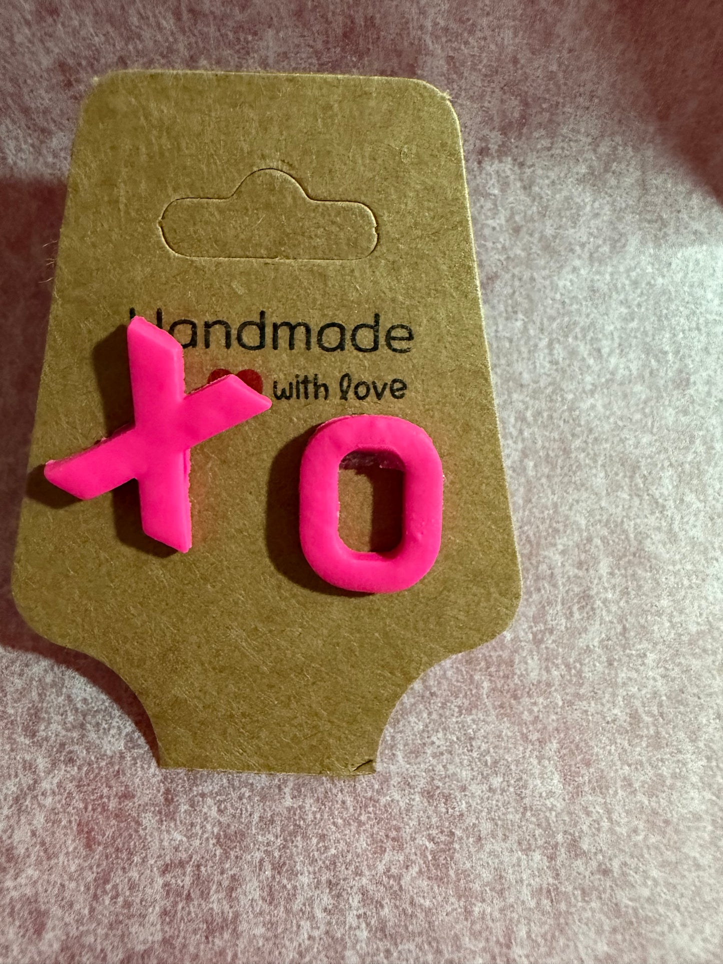XO Hearts Studs – Handmade Valentine Earrings