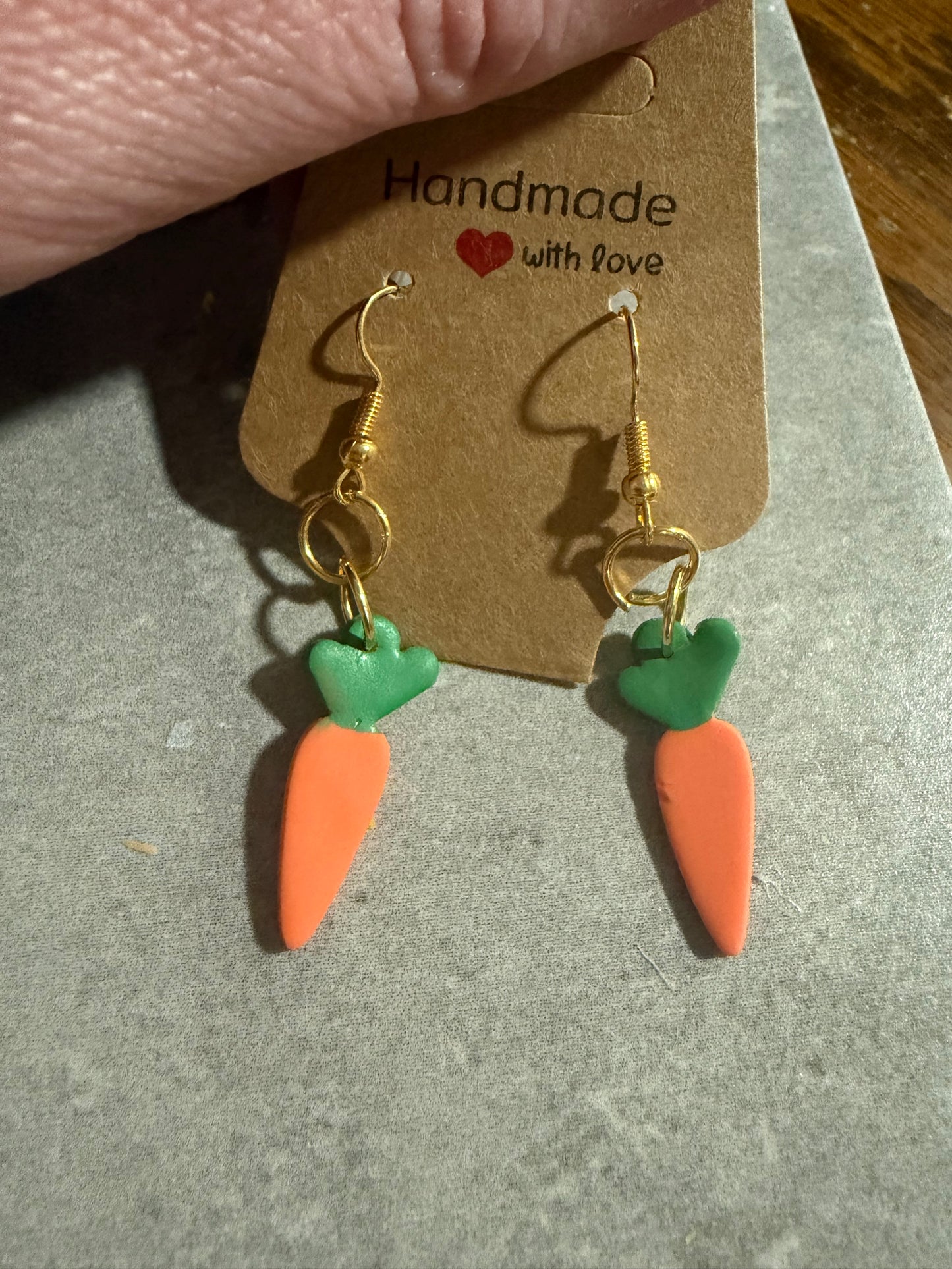 Handmade Carrot Earrings – Polymer Clay Spring & Easter Dangle Earrings