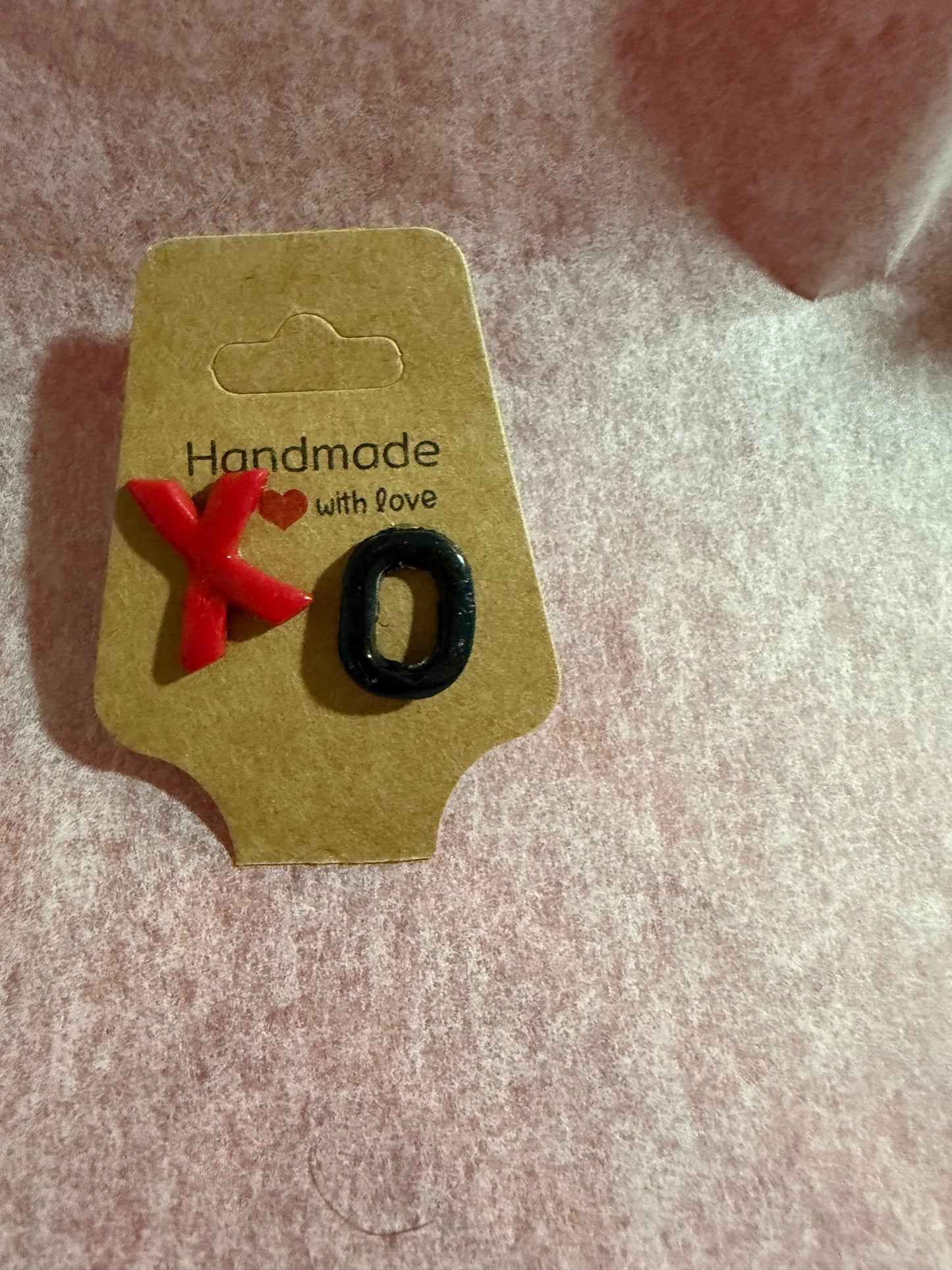 XO Hearts Studs – Handmade Valentine Earrings