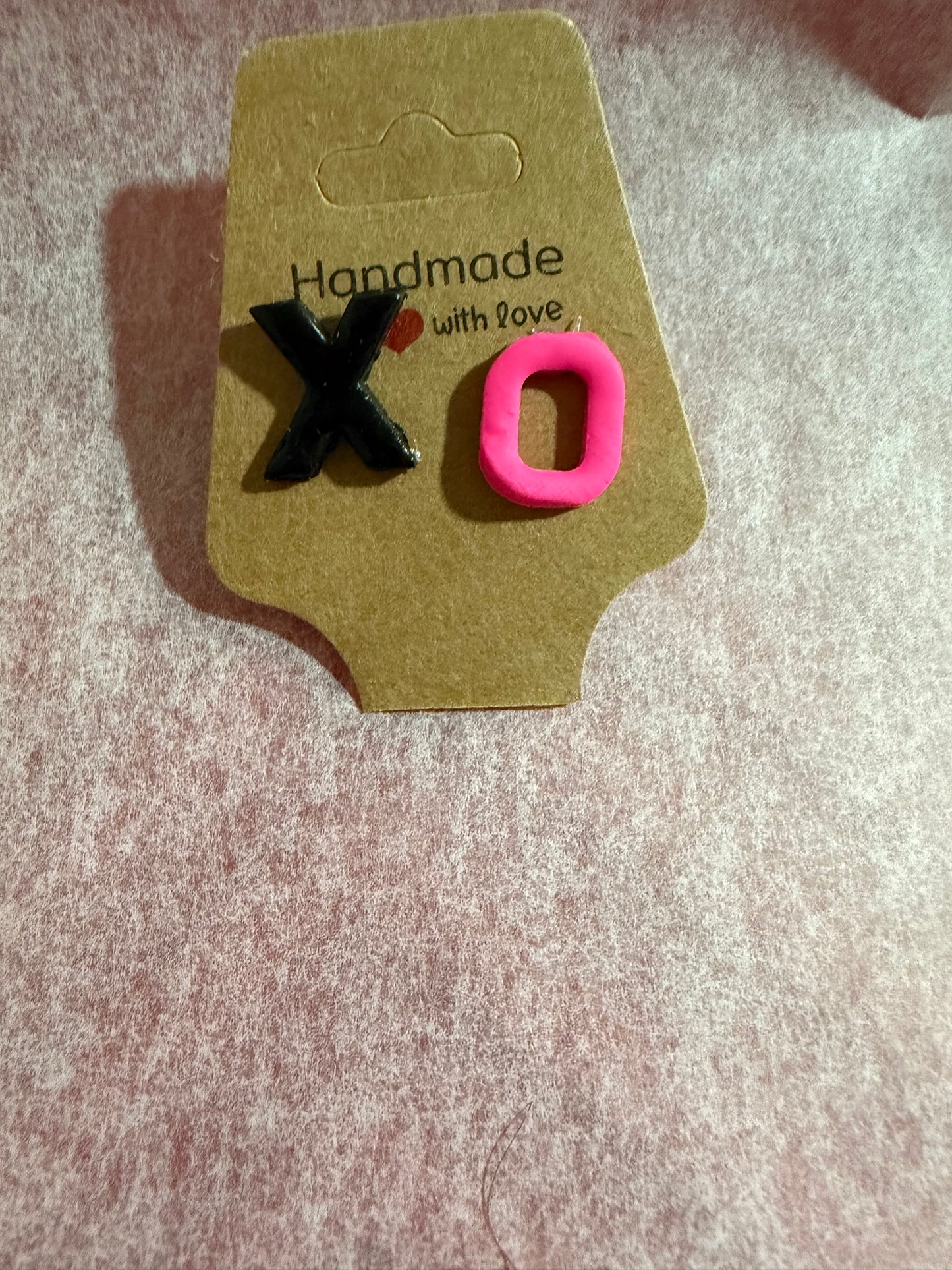 XO Hearts Studs – Handmade Valentine Earrings