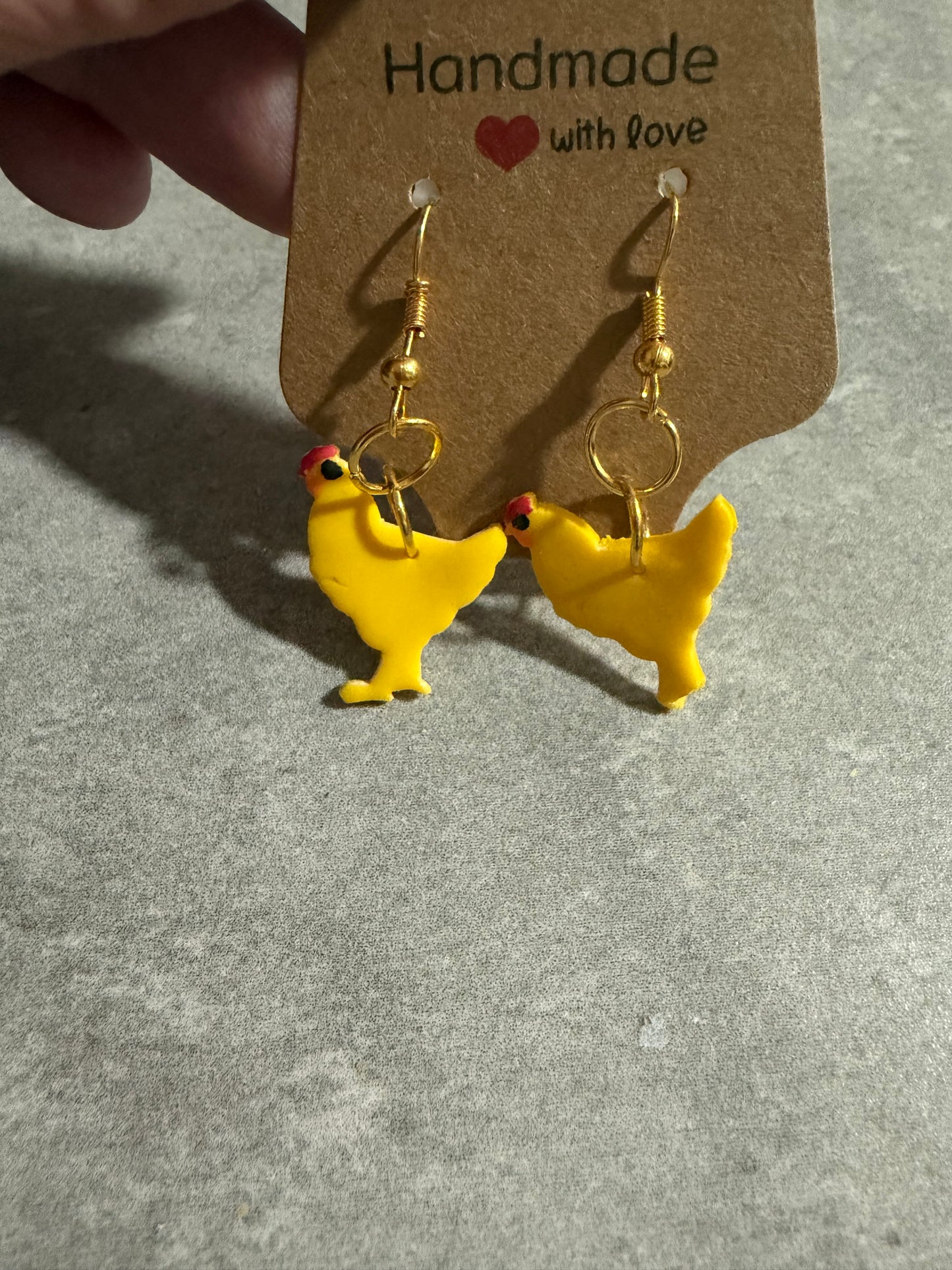 Handmade Chicken Earrings – Polymer Clay Farm Chicken Dangle Earring