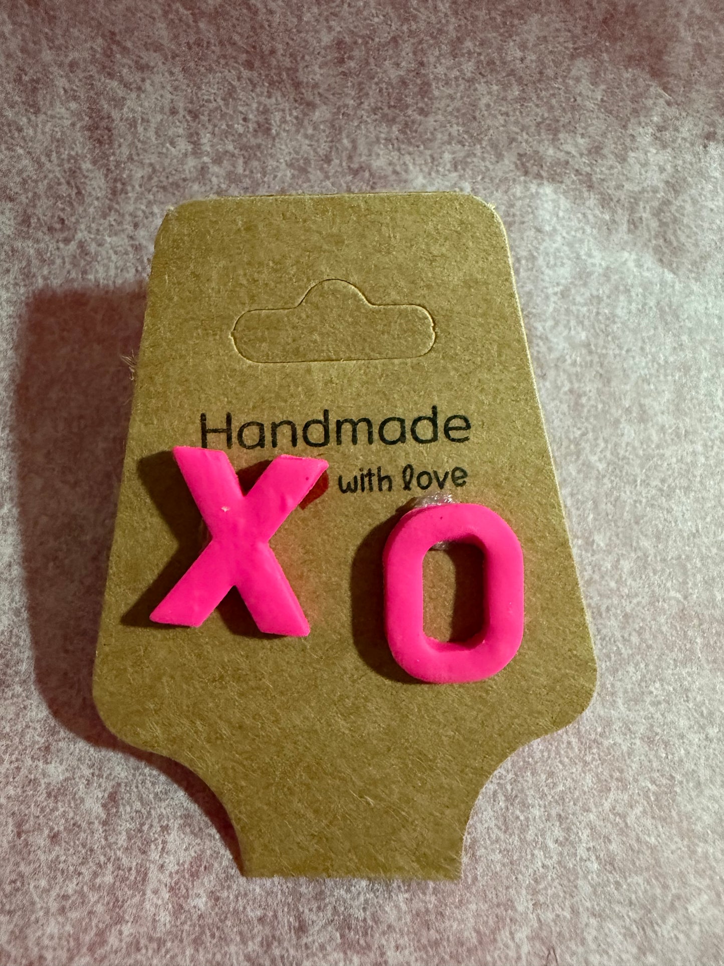 XO Hearts Studs – Handmade Valentine Earrings